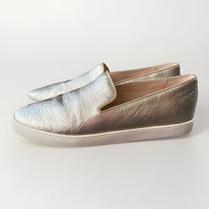 Birdies The Swift Slip On Leather Sneakers Champagne Gold Metallic Size 10